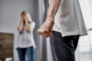 angry man and scared woman